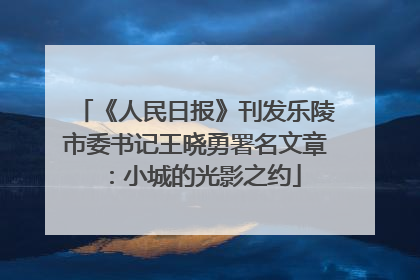《人民日报》刊发乐陵市委书记王晓勇署名文章：小城的光影之约