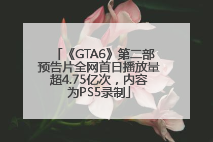 《GTA6》第二部预告片全网首日播放量超4.75亿次，内容为PS5录制