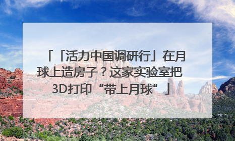 「活力中国调研行」在月球上造房子？这家实验室把3D打印“带上月球”