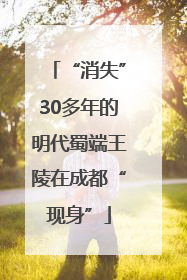 “消失”30多年的明代蜀端王陵在成都“现身”