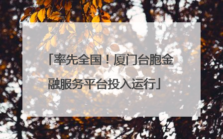 率先全国！厦门台胞金融服务平台投入运行