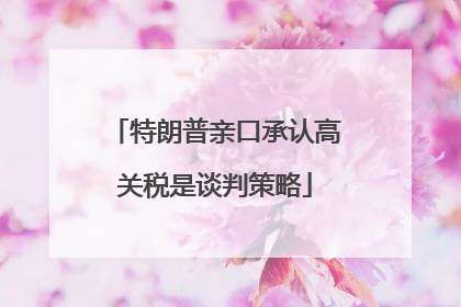 特朗普亲口承认高关税是谈判策略