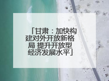 甘肃：加快构建对外开放新格局 提升开放型经济发展水平