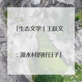 生态文学丨王跃文：漫水村的好日子