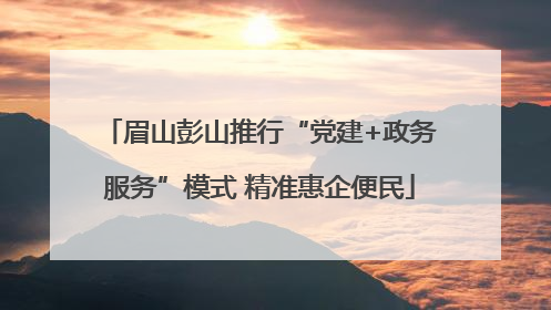 眉山彭山推行“党建+政务服务”模式 精准惠企便民
