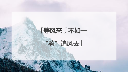 等风来，不如一“骑”追风去
