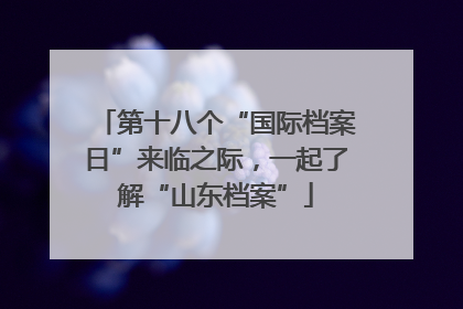 第十八个“国际档案日”来临之际，一起了解“山东档案”