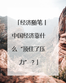 经济随笔丨中国经济靠什么“顶住了压力”？