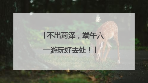 不出菏泽，端午六一游玩好去处！