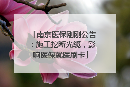 南京医保刚刚公告：施工挖断光缆，影响医保就医刷卡