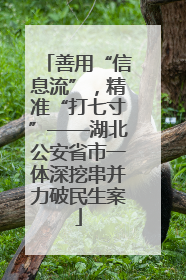 善用“信息流”，精准“打七寸”——湖北公安省市一体深挖串并力破民生案