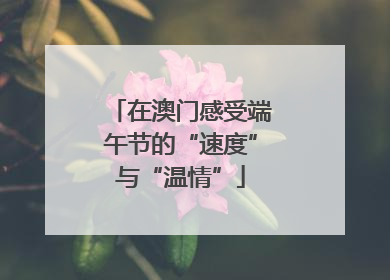 在澳门感受端午节的“速度”与“温情”