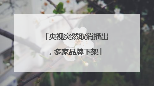央视突然取消播出，多家品牌下架