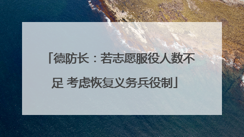 德防长：若志愿服役人数不足 考虑恢复义务兵役制
