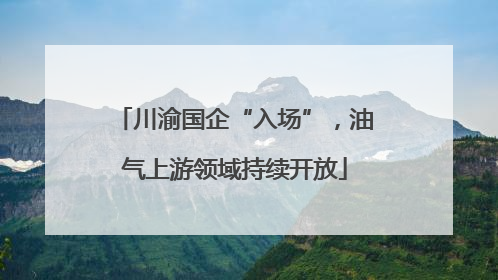 川渝国企“入场”，油气上游领域持续开放
