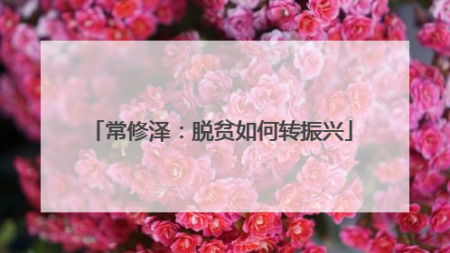 常修泽：脱贫如何转振兴