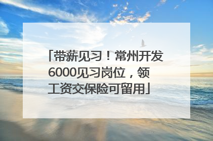 带薪见习！常州开发6000见习岗位，领工资交保险可留用