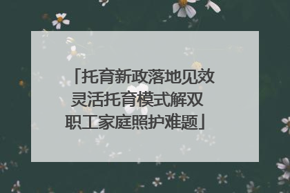 托育新政落地见效 灵活托育模式解双职工家庭照护难题
