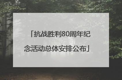 抗战胜利80周年纪念活动总体安排公布