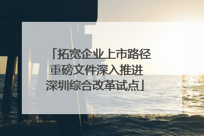 拓宽企业上市路径 重磅文件深入推进深圳综合改革试点