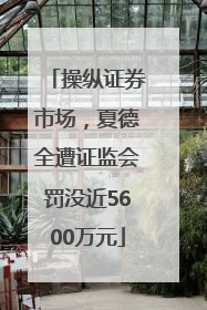 操纵证券市场，夏德全遭证监会罚没近5600万元