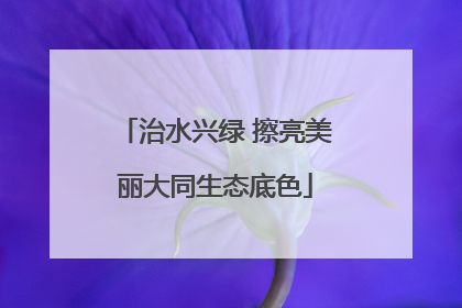 治水兴绿 擦亮美丽大同生态底色