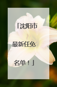 沈阳市最新任免名单！