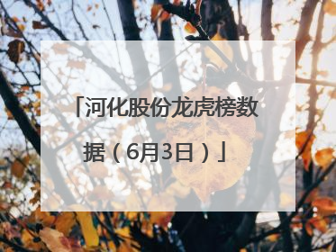 河化股份龙虎榜数据（6月3日）