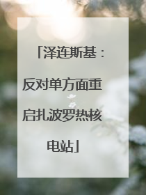 泽连斯基：反对单方面重启扎波罗热核电站