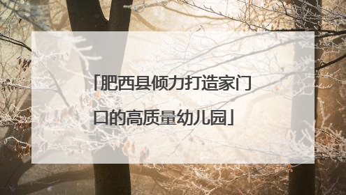 肥西县倾力打造家门口的高质量幼儿园