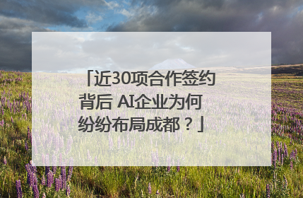 近30项合作签约背后 AI企业为何纷纷布局成都？