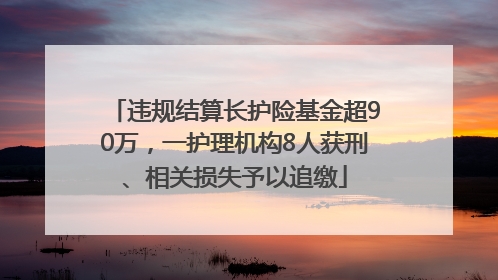 违规结算长护险基金超90万，一护理机构8人获刑、相关损失予以追缴
