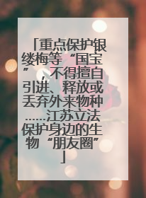 重点保护银缕梅等“国宝”，不得擅自引进、释放或丢弃外来物种……江苏立法保护身边的生物“朋友圈”