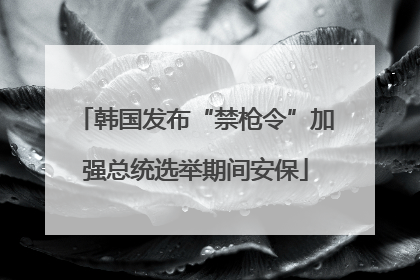 韩国发布“禁枪令”加强总统选举期间安保