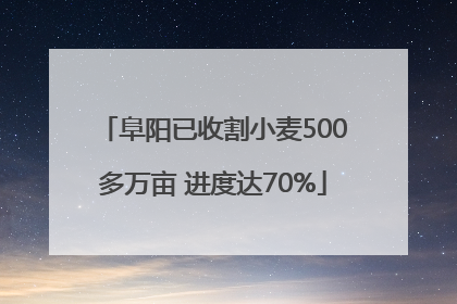 阜阳已收割小麦500多万亩 进度达70%