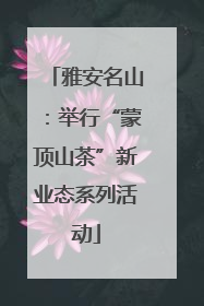 雅安名山：举行“蒙顶山茶”新业态系列活动