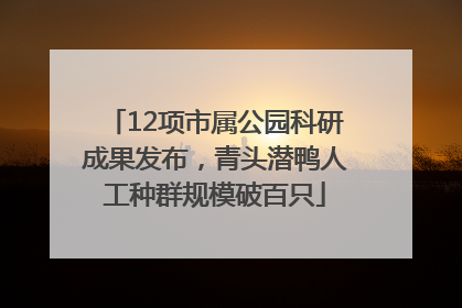 12项市属公园科研成果发布，青头潜鸭人工种群规模破百只