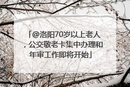 @洛阳70岁以上老人，公交敬老卡集中办理和年审工作即将开始
